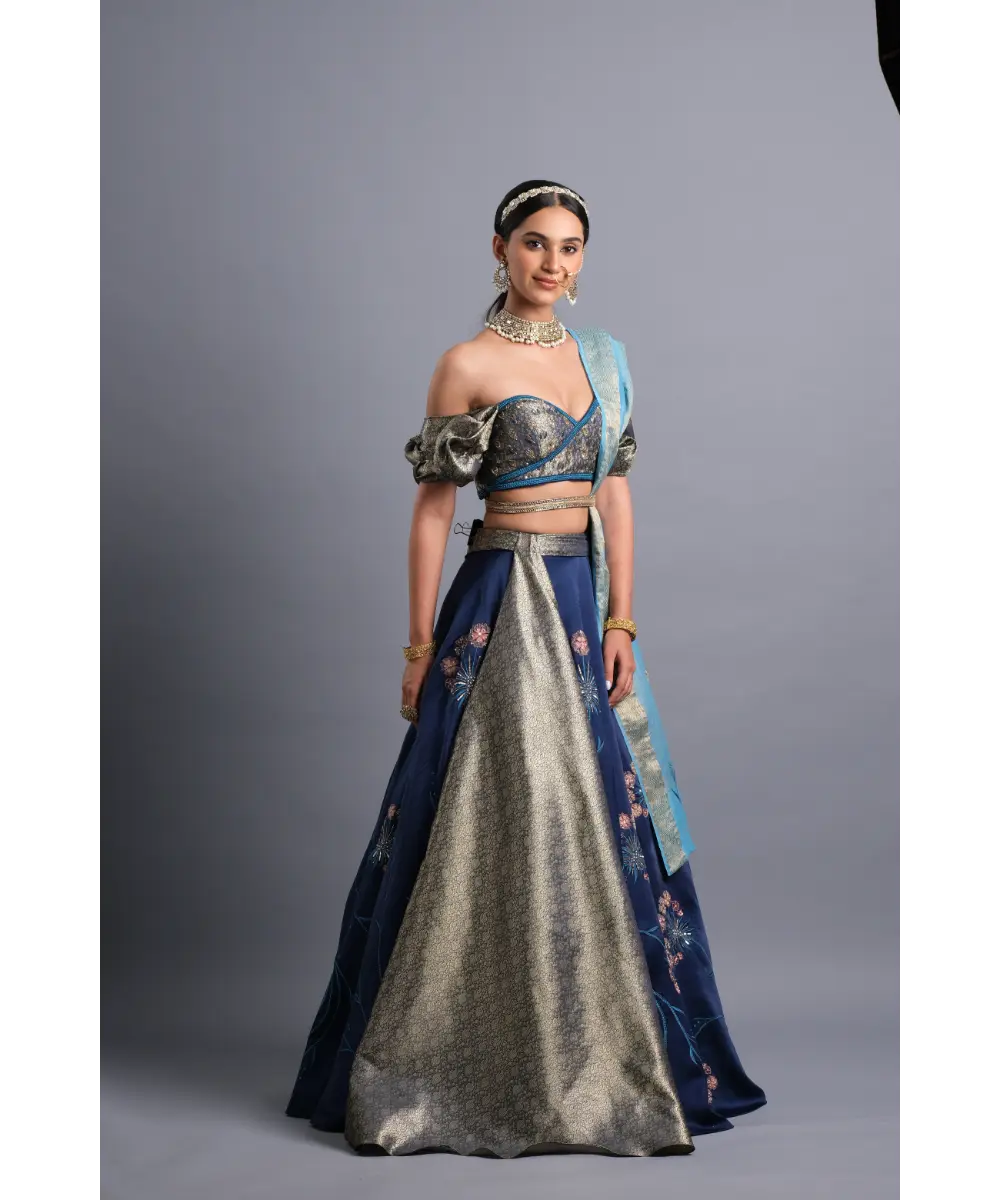 AASTHA SOOD - Royal blue Lehenga Enhanced